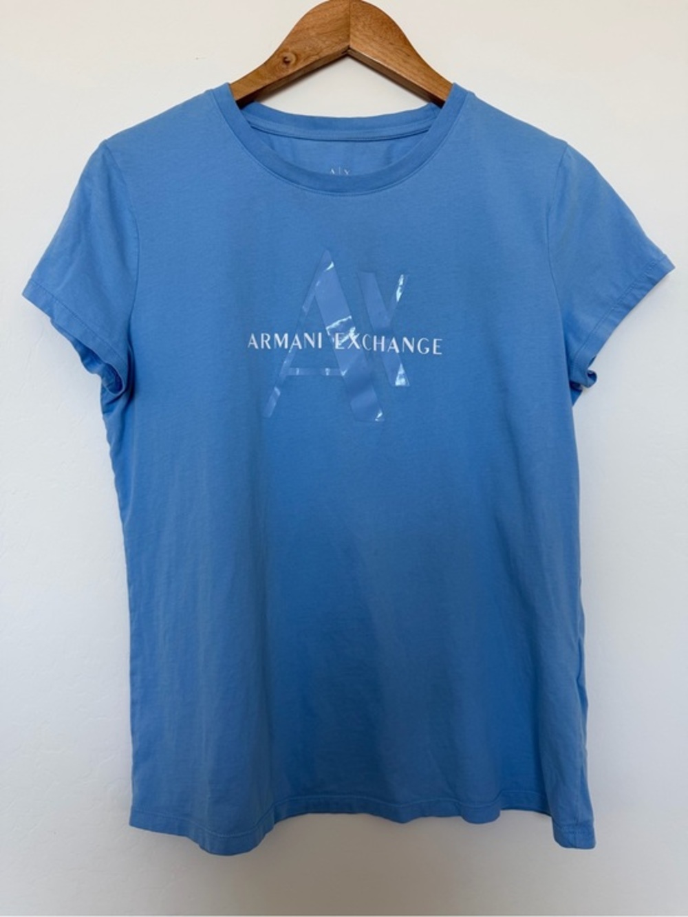 Armani Exchange Light Blue Logo Tee